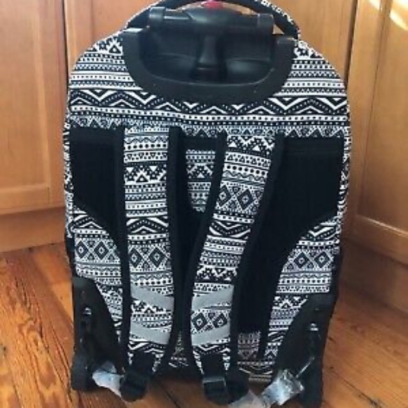 J World New York ROLLING BACKPACK, Black and White Print - Picture 2 of 15